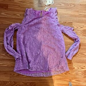 Entro Lavender Lace Cold Shoulder Blouse